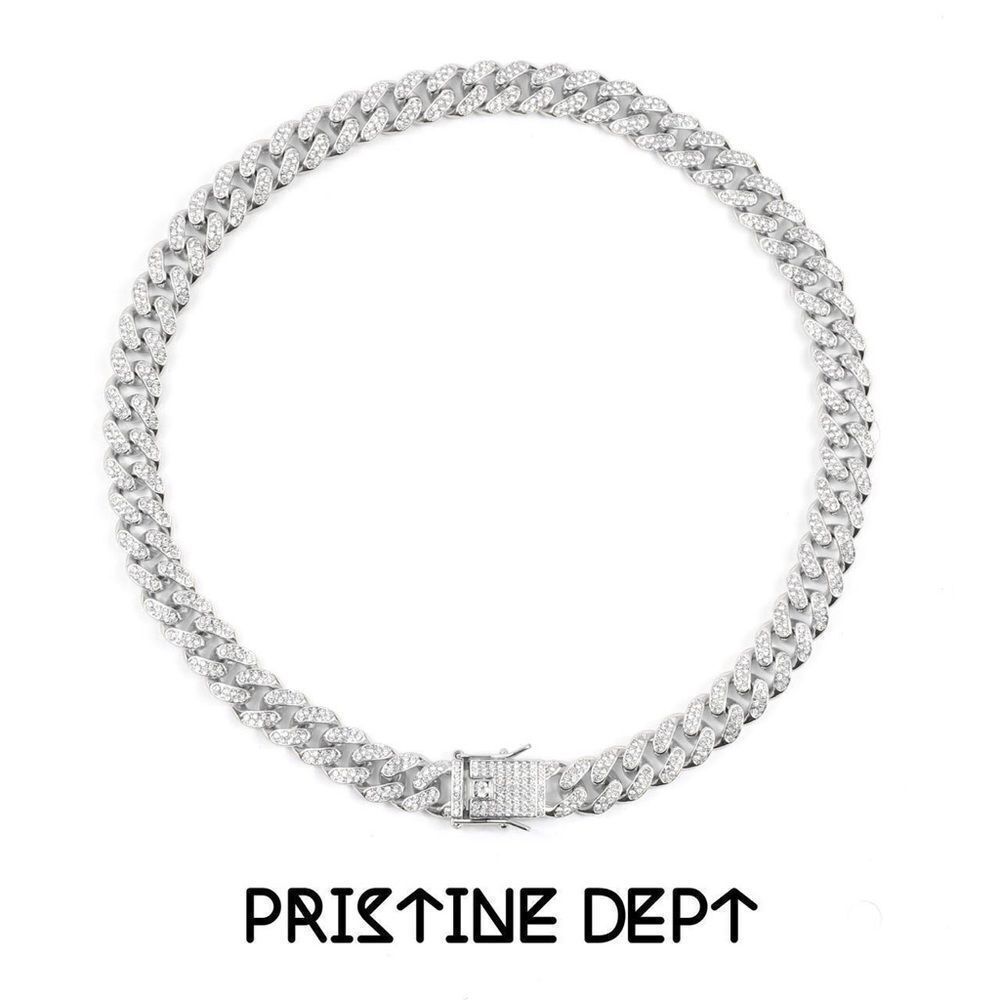 Cuban Link Necklace Iced Out Silver